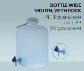 Bottle, with Wide Mouth, with cock, PE4-5334-01 AS ONE