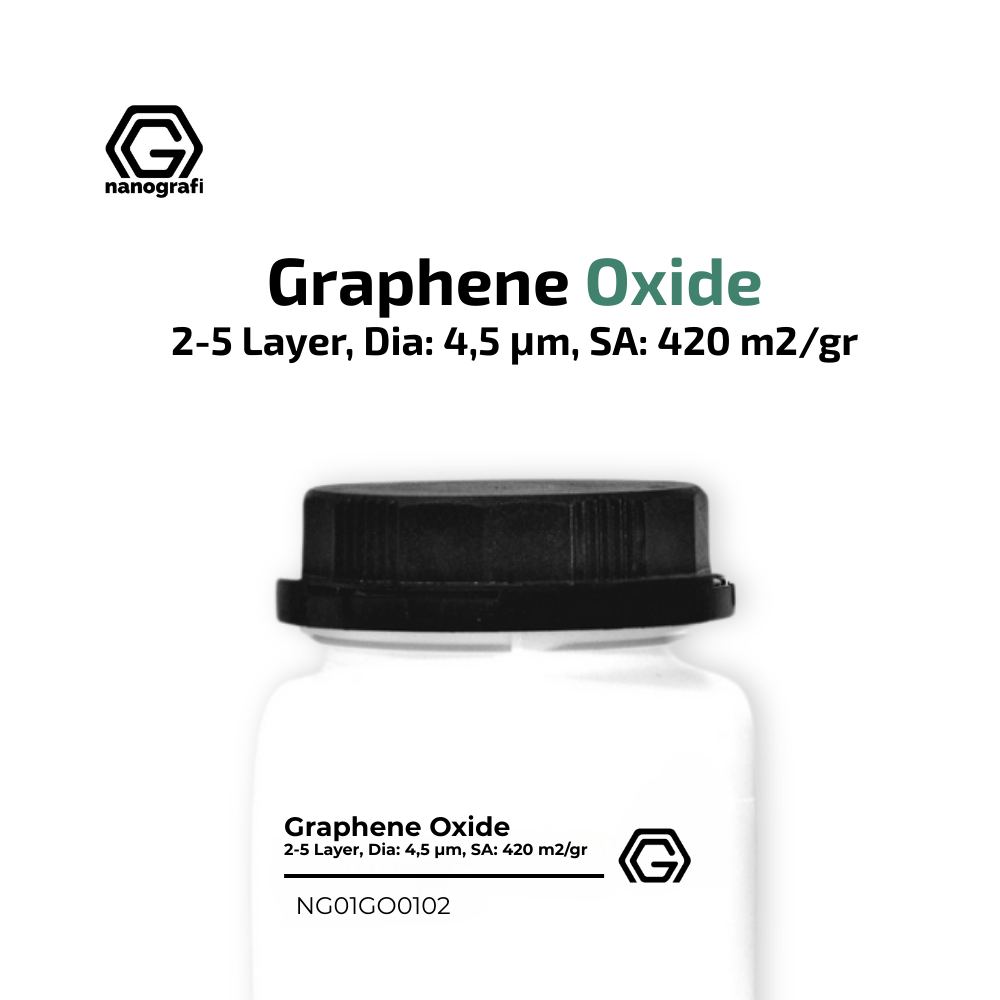 Graphene Oxide, 2-5 Layer, Dia: 4,5 µm, SA: 420 m2/gr