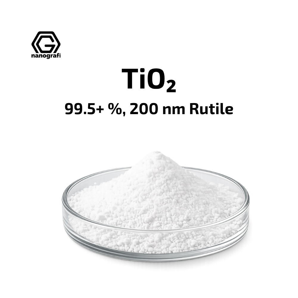Titanium Dioxide (TiO2) Nanopowder/Nanoparticles, Rutile:99.5+%, Size: 200 nm