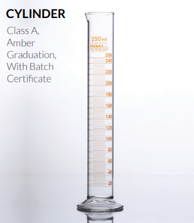 PA 3022 Measuring Cylinder, Class A, Amber Graduation, Iwaki