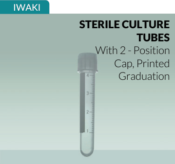 Sterile Culture Tubes, (100 pcs/pack) 2235-012 Iwaki