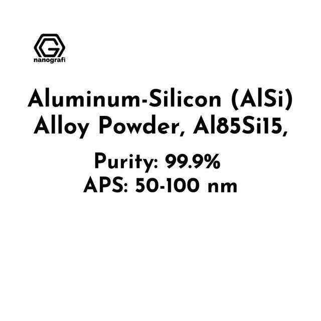 NG 5.02.01.Alloy Nanoparticles
Aluminum-Silicon (AlSi) Alloy Powder, Al85Si15, APS: 50nm, Purity: 99.9% 25 g