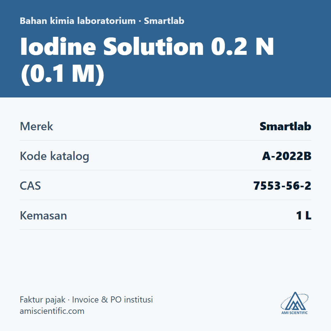 Iodine Solution 0.2 N (0.1 M), CAS 7553-56-2, 1 L – Smartlab A-2022B