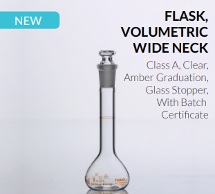 PA 5640 Volumetric Flask, With Glass Stopper, Wide Neck, Class A Iwaki