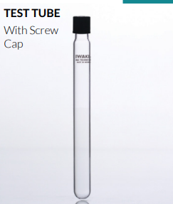 PA TST-SCR13-100-CP Test Tube, With Screw Cap Iwaki