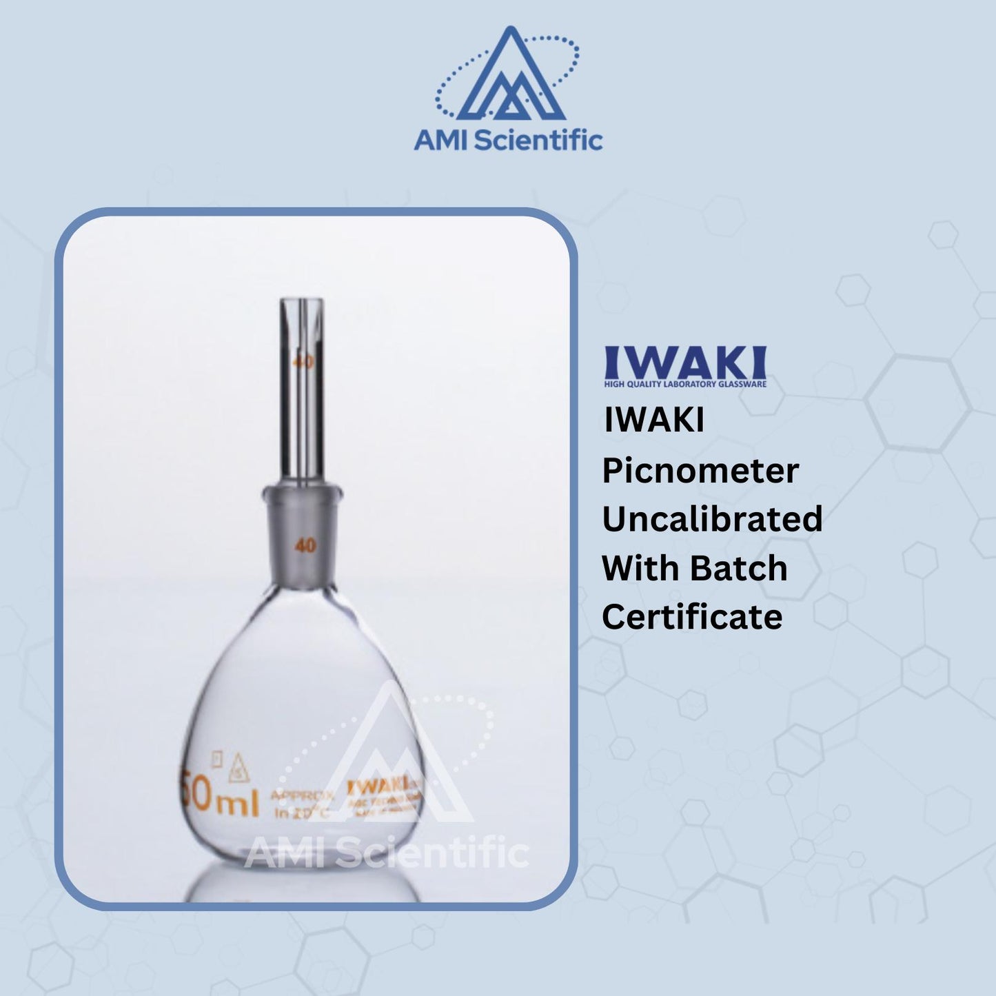 IWAKI picnometer uncalibrated 5-100ml