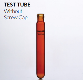 PA B-TST-SCR13-100 Test Tube, With Screw, Without Cap, Amber Color Iwaki