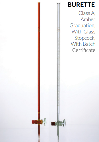 PA B-BURET Burette, Glass Stopcock, Coating Amber, White Graduation, Class A, Iwaki