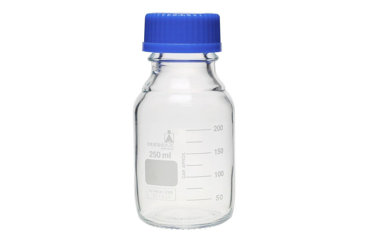 Normax Laboratory Bottle 21801245 Clear with Blue Screw Cap 100 ml