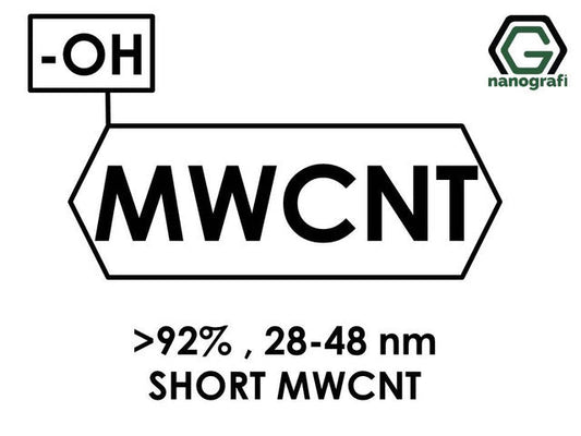 NG 2.06.03.Short Length MWCNT, >92%, -OH 
(-OH) Functionalized Industrial Short Multi Walled Carbon Nanotubes, Purity: > 92%, Outside Diameter: 28-48 nm 25 g
