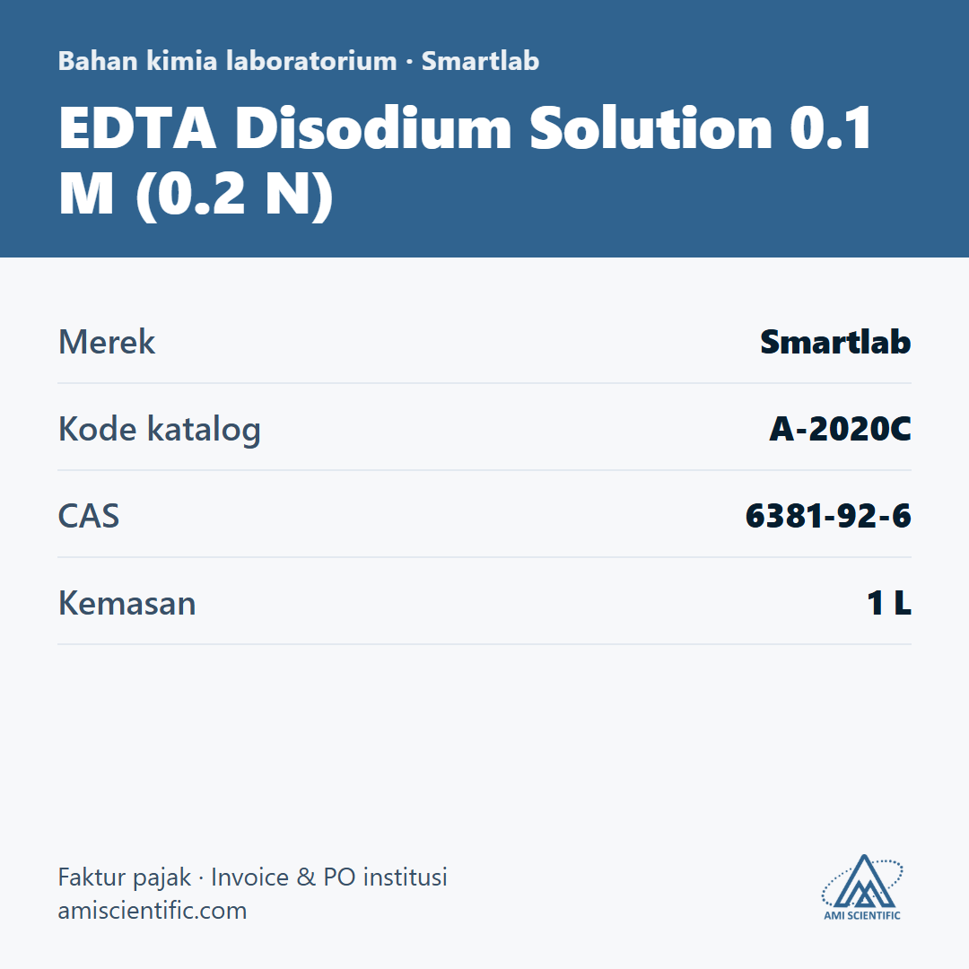 EDTA Disodium Solution 0.1 M (0.2 N), CAS 6381-92-6, 1 L – Smartlab A-2020C