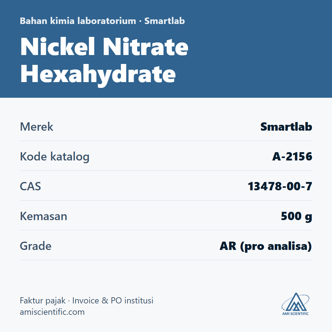 Nickel Nitrate Hexahydrate, CAS 13478-00-7, 500 g – Smartlab A-2156