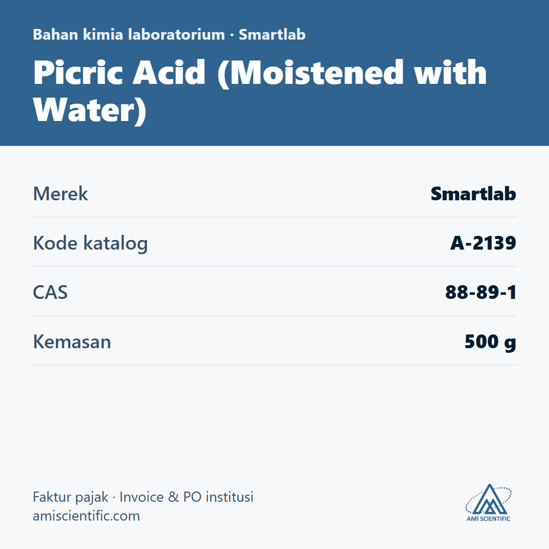 Picric Acid (Moistened with Water), CAS 88-89-1, 500 g – Smartlab A-2139