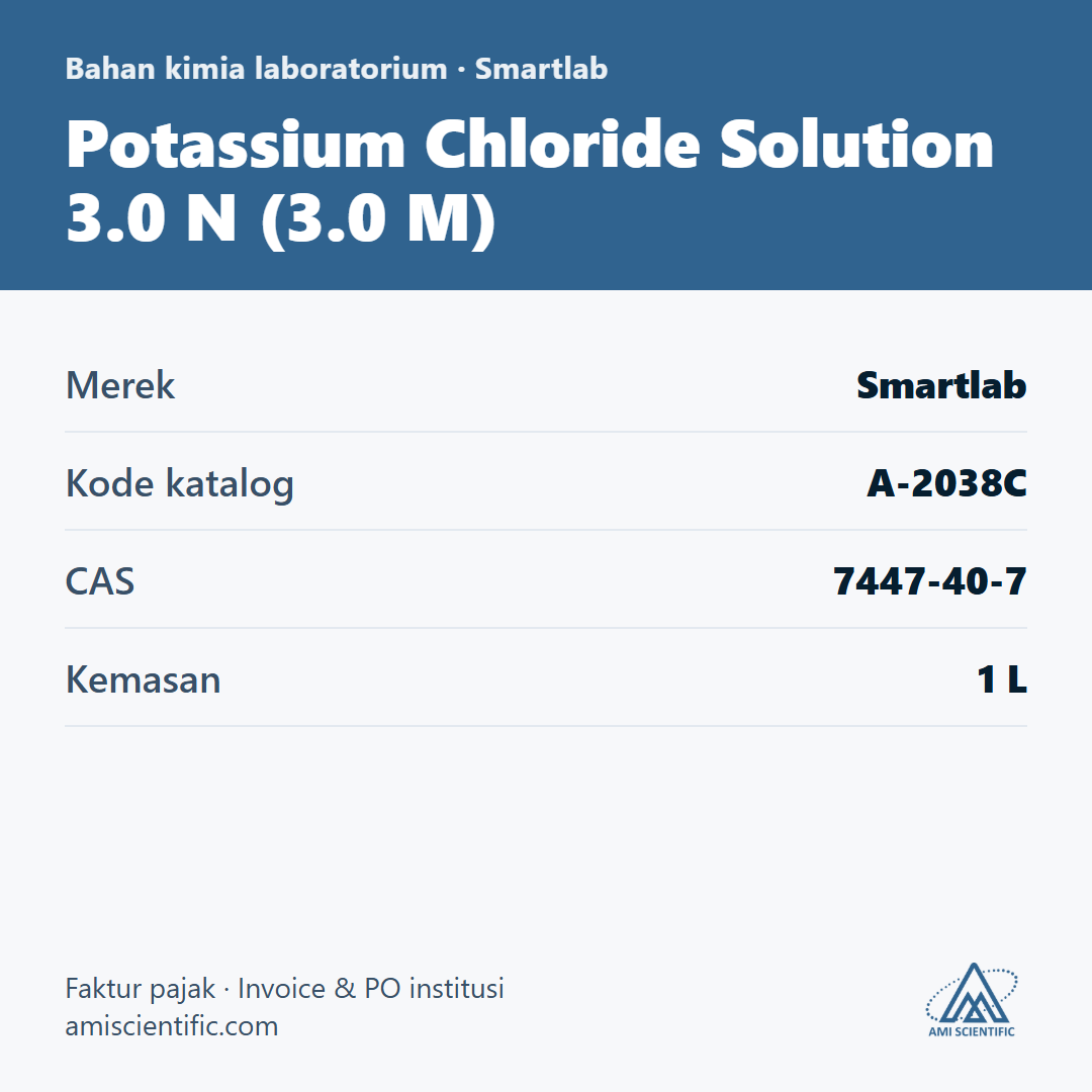 Potassium Chloride Solution 3.0 N (3.0 M), CAS 7447-40-7, 1 L – Smartlab A-2038C