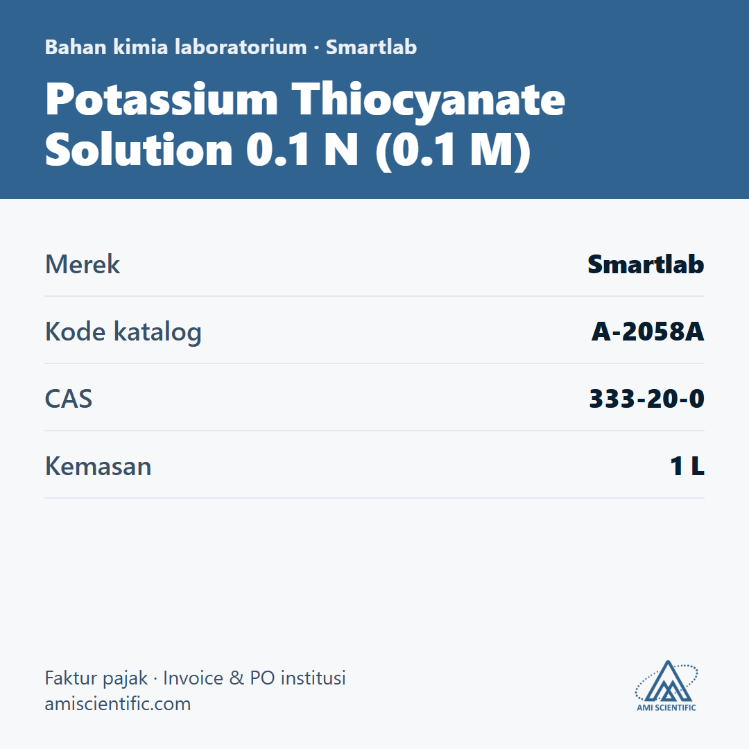 Potassium Thiocyanate Solution 0.1 N (0.1 M), CAS 333-20-0, 1 L – Smartlab A-2058A