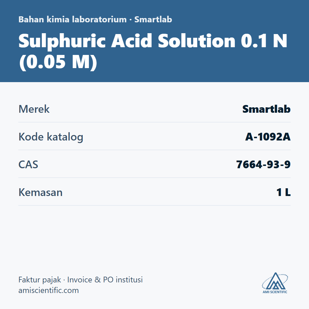 Sulphuric Acid Solution 0.1 N (0.05 M), CAS 7664-93-9, 1 L – Smartlab A-1092A