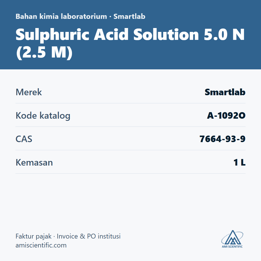 Sulphuric Acid Solution 5.0 N (2.5 M), CAS 7664-93-9, 1 L – Smartlab A-1092O