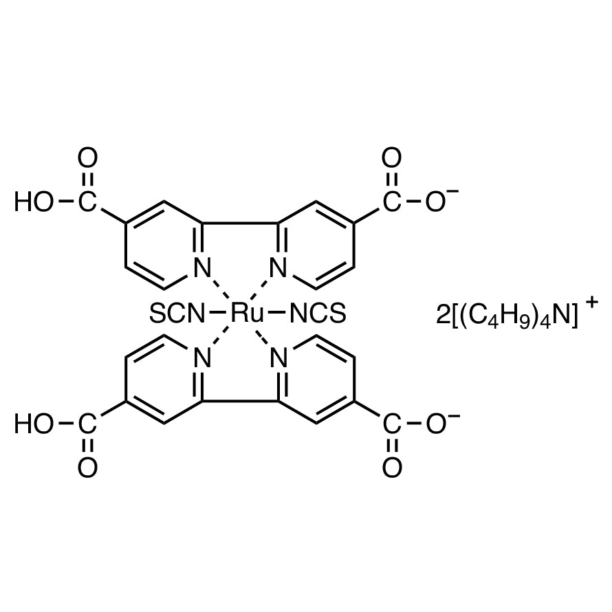 TCI B3514-100MG 207347-46-4 Bis(tetrabutylammonium) Dihydrogen Bis(isothiocyanato)bis(2,2'-bipyridyl-4,4'-dicarboxylato)ruthenium(II)