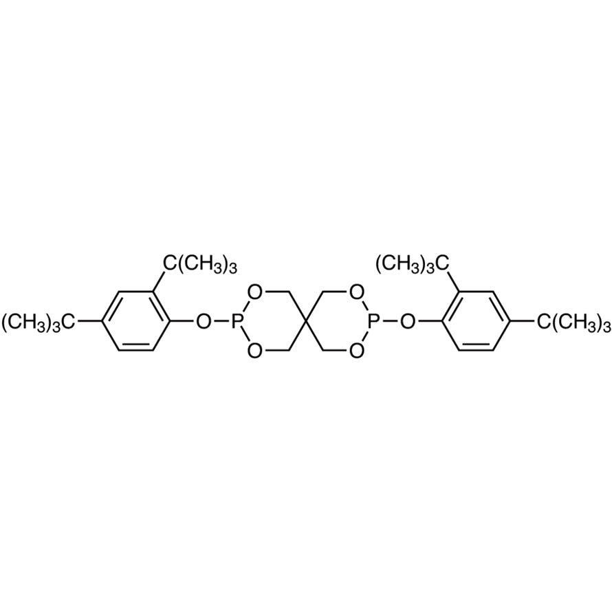 TCI B5664 26741-53-7 3,9-Bis(2,4-di-tert-butylphenoxy)-2,4,8,10-tetraoxa-3,9-diphosphaspiro[5.5]undecane — struktur kimia