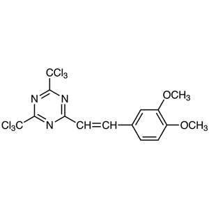 2-(3,4-Dimethoxystyryl)-4,6-bis(trichloromethyl)-1,3,5-triazine (CAS 42880-07-9) - TCI D2963 - AMI Scientific
