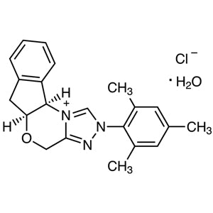 (-)-(5aS,10bR)-5a,10b-Dihydro-2-(2,4,6-trimethylphenyl)-4H,6H-indeno[2,1-b][1,2,4]triazolo[4,3-d][1,4]oxazinium Chloride Monohydrate (CAS 919102-70-8) - TCI D3984 - AMI Scientific