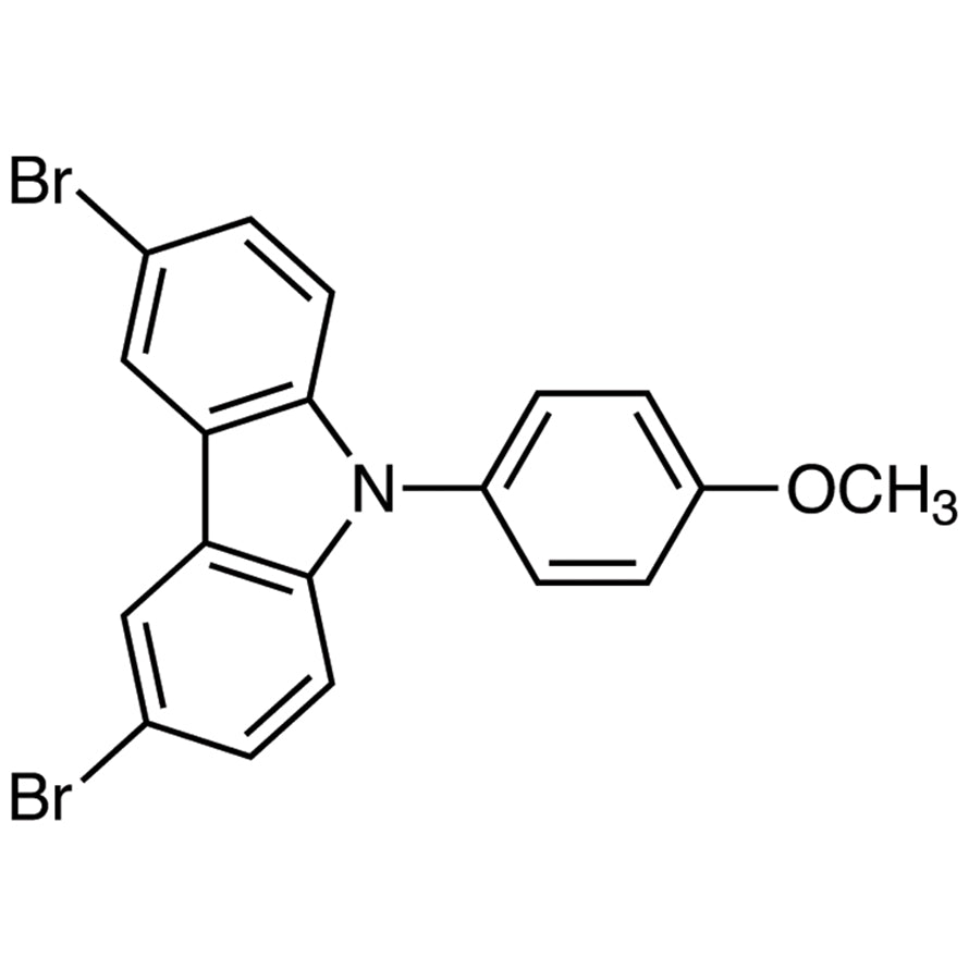 3,6-Dibromo-9-(4-methoxyphenyl)-9H-carbazole (CAS 746651-52-5) - TCI D5340 - AMI Scientific