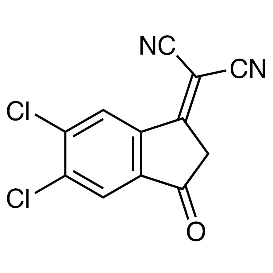 TCI D5945 2197167-50-1 (5,6-Dichloro-3-oxo-2,3-dihydro-1H-inden-1-ylidene)malononitrile — struktur kimia