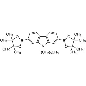 TCI H1642 871696-12-7 9-Hexyl-2,7-bis(4,4,5,5-tetramethyl-1,3,2-dioxaborolan-2-yl)-9H-carbazole