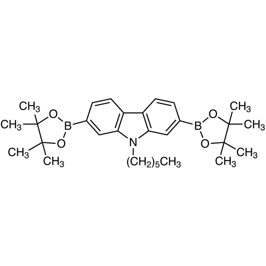 TCI H1642 871696-12-7 9-Hexyl-2,7-bis(4,4,5,5-tetramethyl-1,3,2-dioxaborolan-2-yl)-9H-carbazole