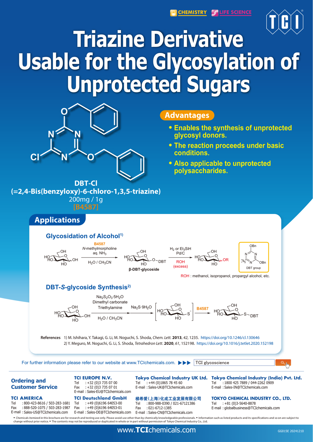 2,4-Bis(benzyloxy)-6-chloro-1,3,5-triazine - brosur TCI: Triazine Derivative Usable for the Glycosylation of Unprotected Sugars